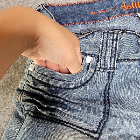 Dollhouse Denim Shorts Low Rise Studded Pockets Girls Size‎ 5/Small - Picture 3 of 6